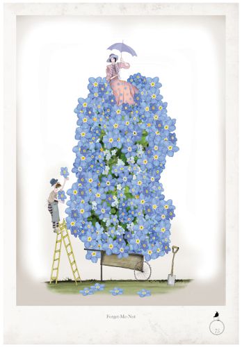 Forget-Me-Not - Whimsical Fun Gardening Print by Tony Fernandes